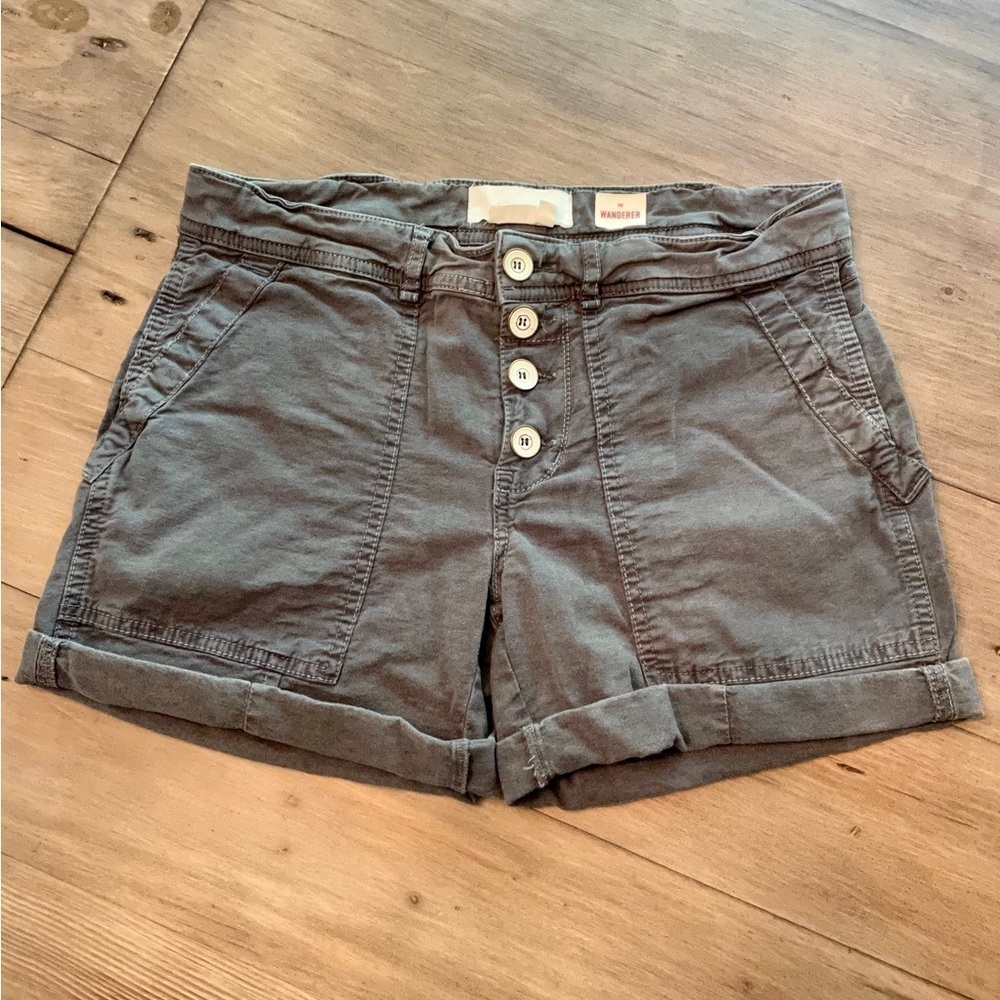 Anthropologie Olive Button-Front Rolled-Hem Women's Shorts